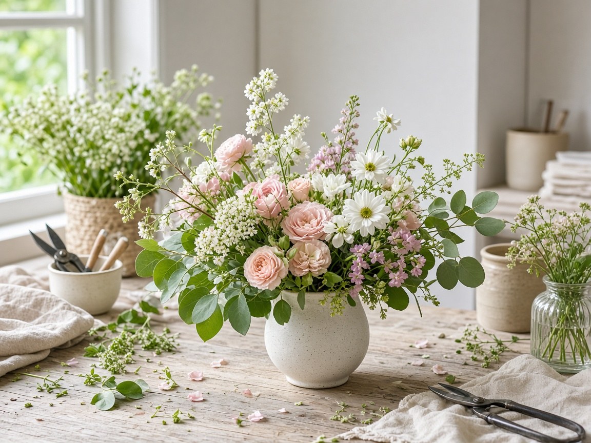Floristische Komposition mit natürlichen Formen